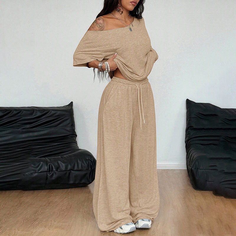 Emilie's Boutique ™ short-sleeve top and wide-leg trousers set