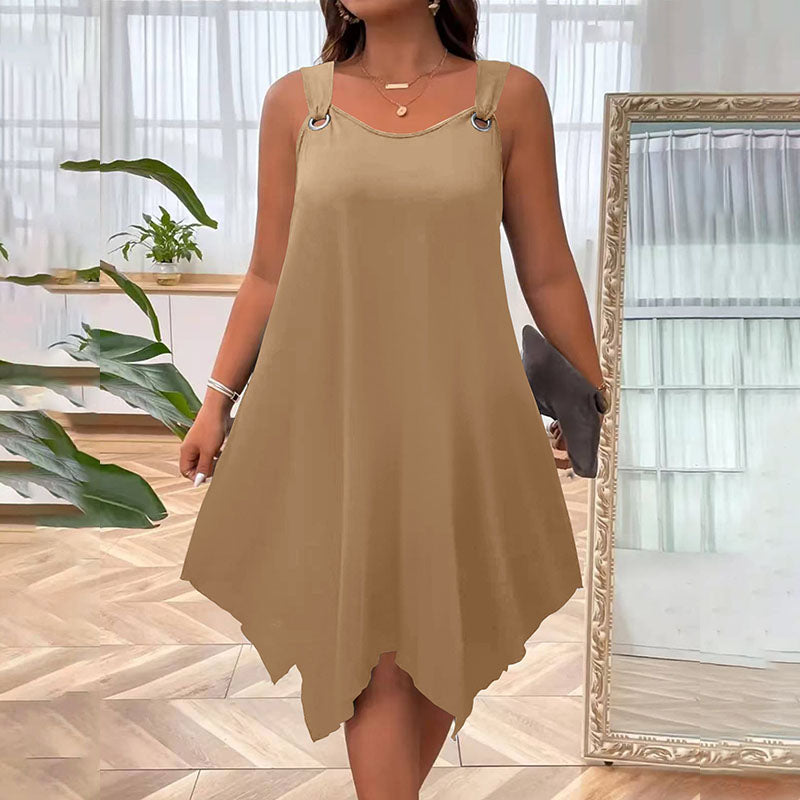 Emilie's Boutique ™ Plus-size sleeveless loose-fitting irregular hem dress