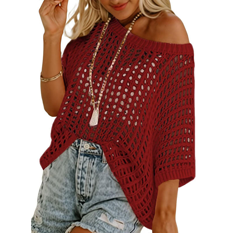 Emilie's Boutique β’ Cutout vacation style off-shoulder short-sleeved top