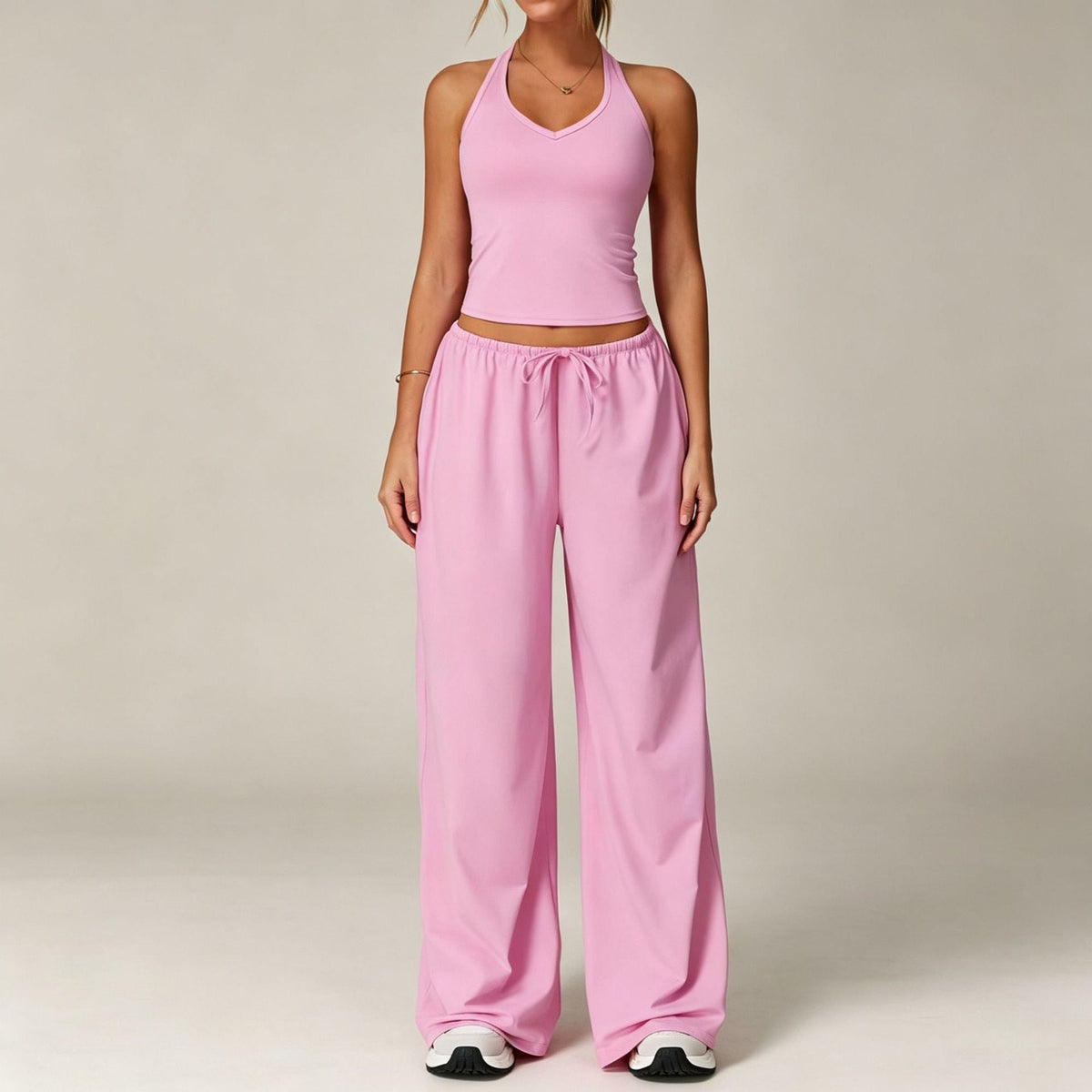 Emilie's Boutique β’ halter neck top and drawstring pants two-piece set