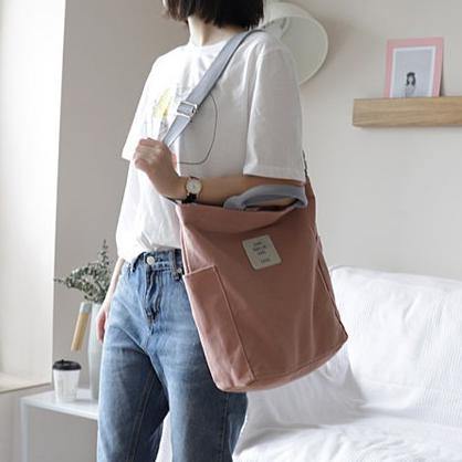 Emilie's Boutique ™ Vintage Upcycle Casual Patchwork Large Canvas Shoulder pink Bag