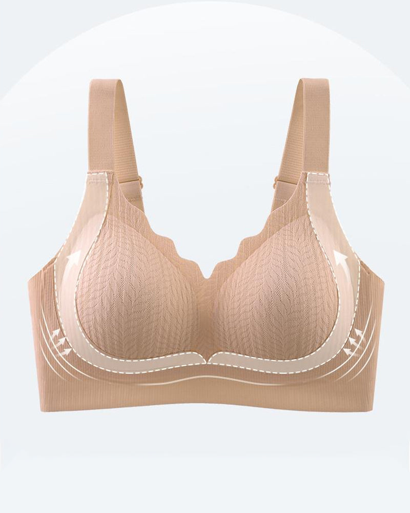 Emilie's Boutique ™ Casual Seamless Wavy Edge Wide Shoulder Straps Underwire Push-up Breathable Bra