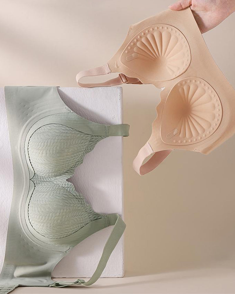 Emilie's Boutique ™ Casual Seamless Wavy Edge Wide Shoulder Straps Underwire Push-up Breathable Bra