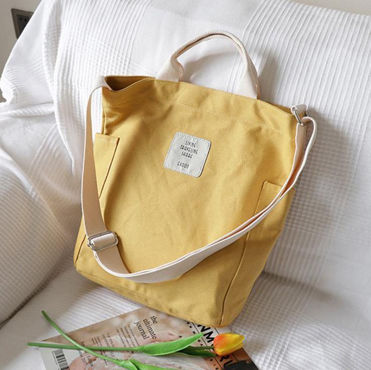 Emilie's Boutique ™ Women Design Casual Patchwork Large yellow Canvas Shoulder Bag