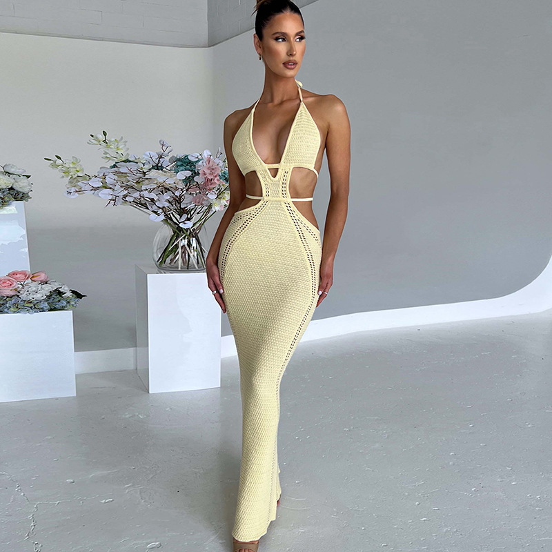 Emilie's Boutique ™ Halter Neck Cutout Knit Bodycon Mini Dress