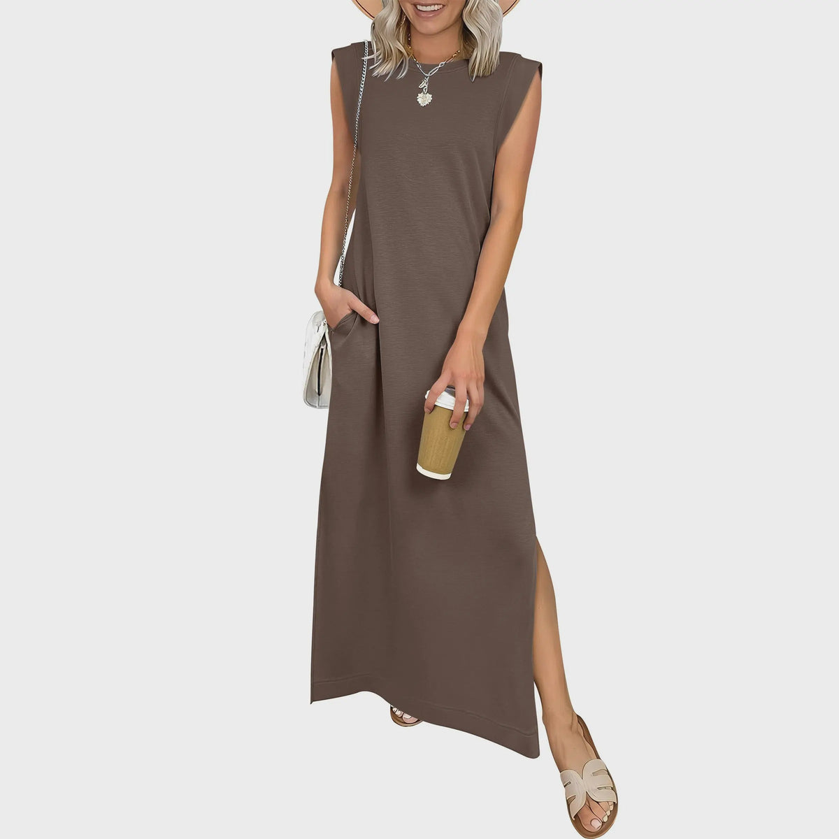 Emilie's Boutique ™ Casual Crew Neck Sleeveless Maxi Dress