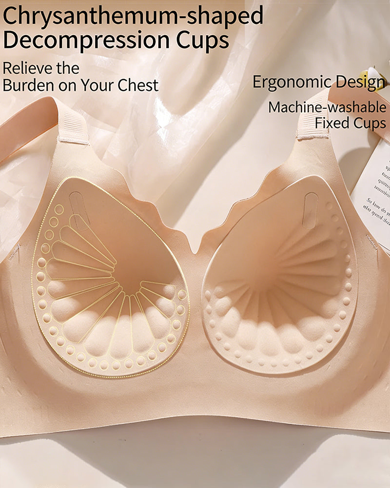 Emilie's Boutique ™ Casual Seamless Wavy Edge Wide Shoulder Straps Underwire Push-up Breathable Bra
