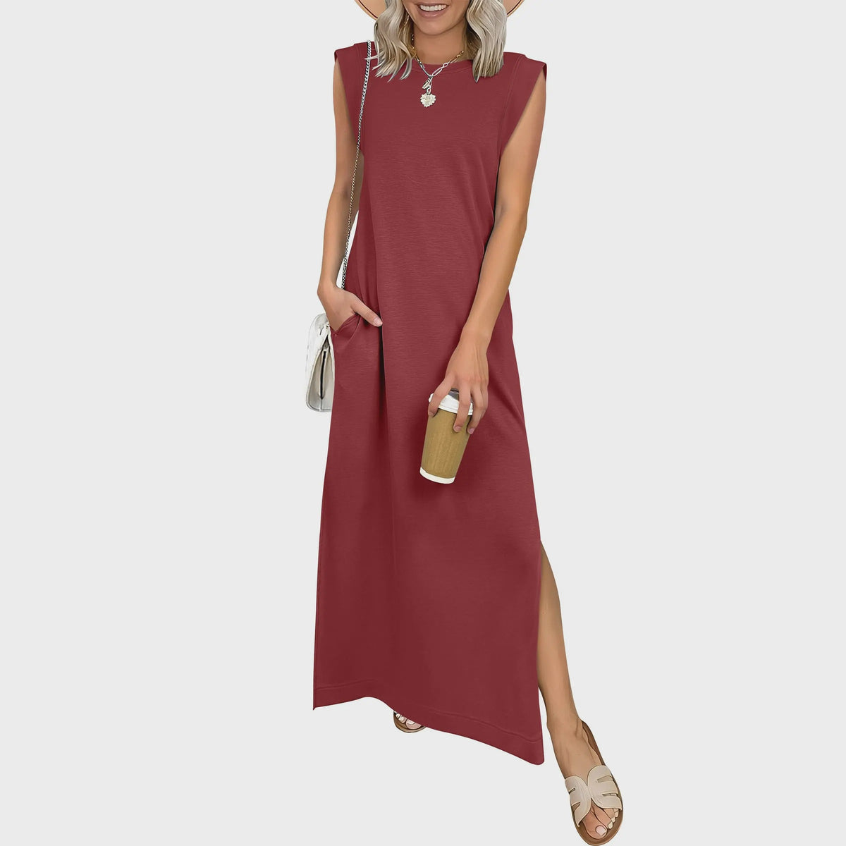 Emilie's Boutique ™ Casual Crew Neck Sleeveless Maxi Dress