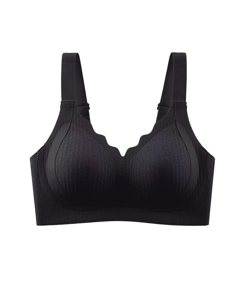 Emilie's Boutique ™ Casual Seamless Wavy Edge Wide Shoulder Straps Underwire Push-up Breathable Bra