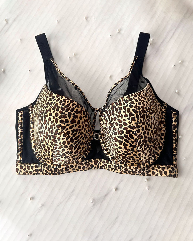 Emilie's Boutique ™ Satin Mesh See-through Patchwork Underwire Plus Size Push-up Bra