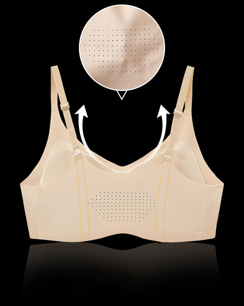 Women's V-neck Seamless Breathable Push-up Vest Bra with Two Removable Shaping Pads