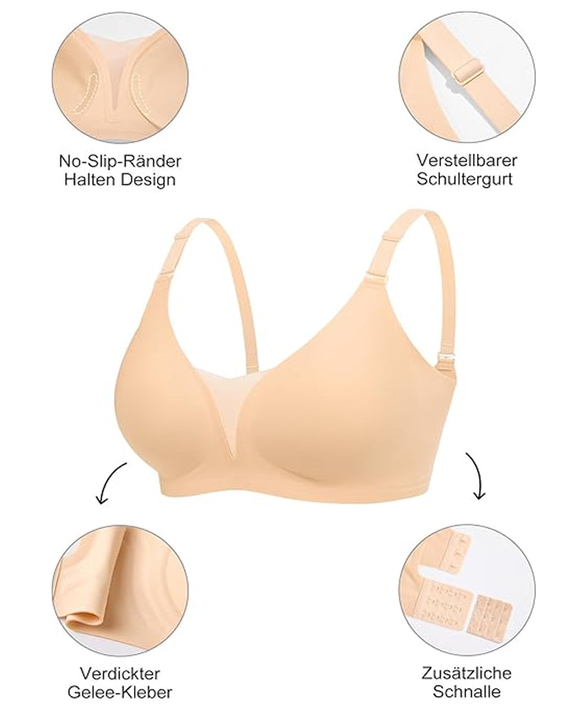 Emilie's Boutique ™ V-neck Comfortable Breathable Seamless Wire-free Push-up Mesh Bra