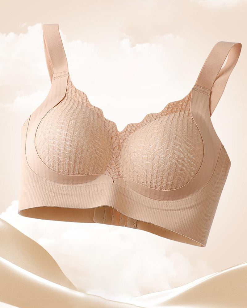 Emilie's Boutique ™ Casual Seamless Wavy Edge Wide Shoulder Straps Underwire Push-up Breathable Bra