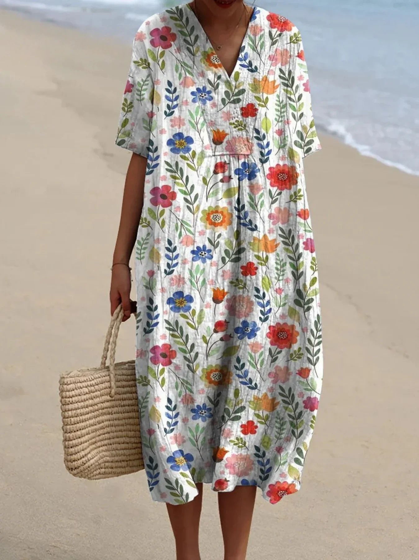 Emilie's Boutique ™ Vintage Floral Art Print Casual Flowy Dress