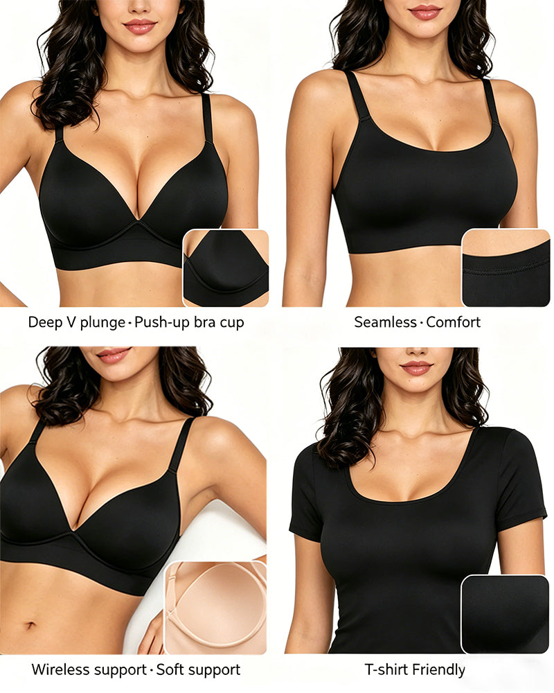 Emilie's Boutique ™ Deep V Seamless Wireless T-shirt Bra