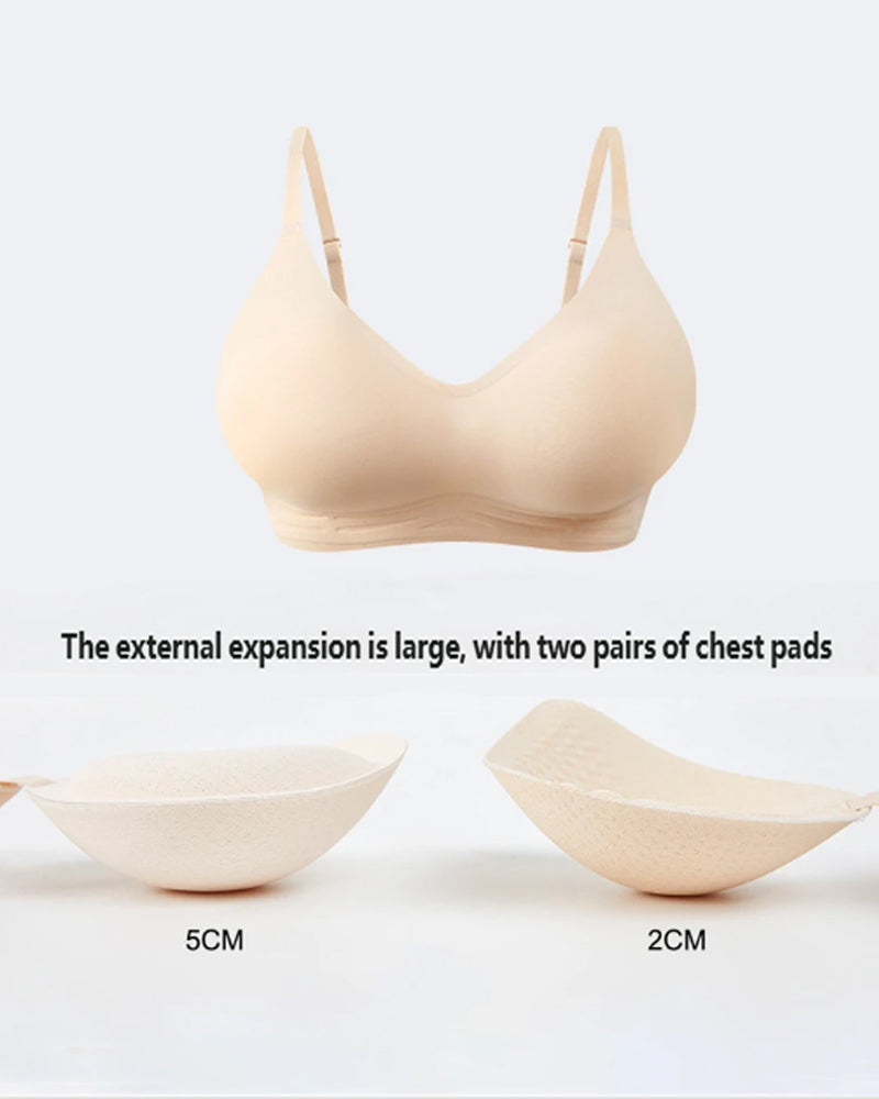 Women's V-neck Seamless Breathable Push-up Vest Bra with Two Removable Shaping Pads
