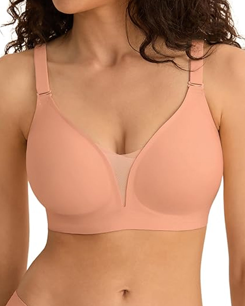 Emilie's Boutique ™ V-neck Comfortable Breathable Seamless Wire-free Push-up Mesh Bra