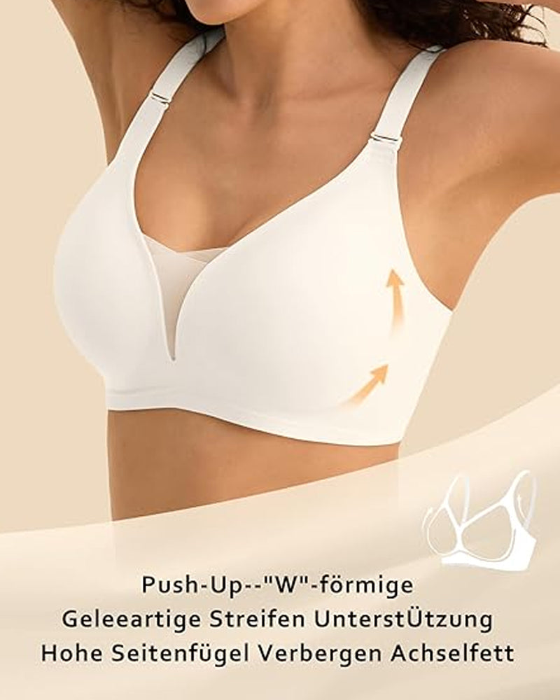 Emilie's Boutique ™ V-neck Comfortable Breathable Seamless Wire-free Push-up Mesh Bra