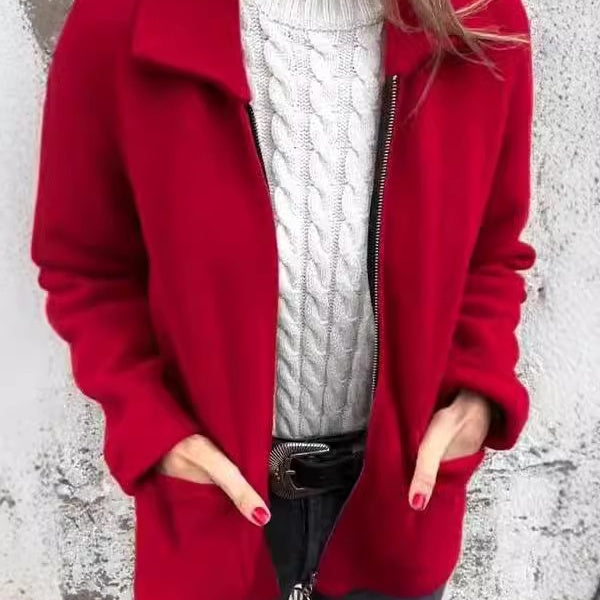 Emilie's Boutique ™ Knitted Zipper Coat With Pockets
