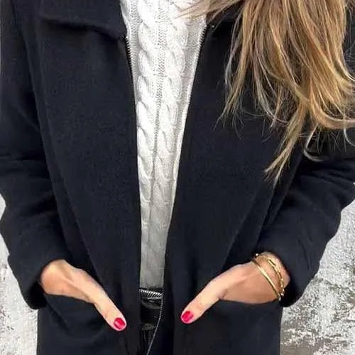 Emilie's Boutique ™ Knitted Zipper Coat With Pockets