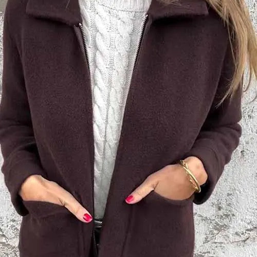 Emilie's Boutique ™ Knitted Zipper Coat With Pockets