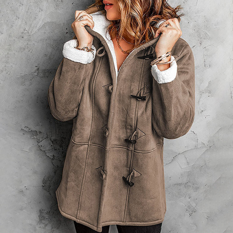 🧸Women's Hooded Suede Coat with Plush Lining– Plush Warmth Meets Effortless Winter Style