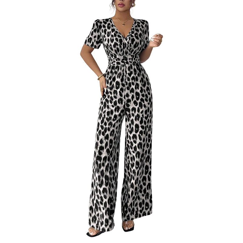 ⏳Time-Limited Special⏰Leopard Print V-Neck Wide-Leg Jumpsuit