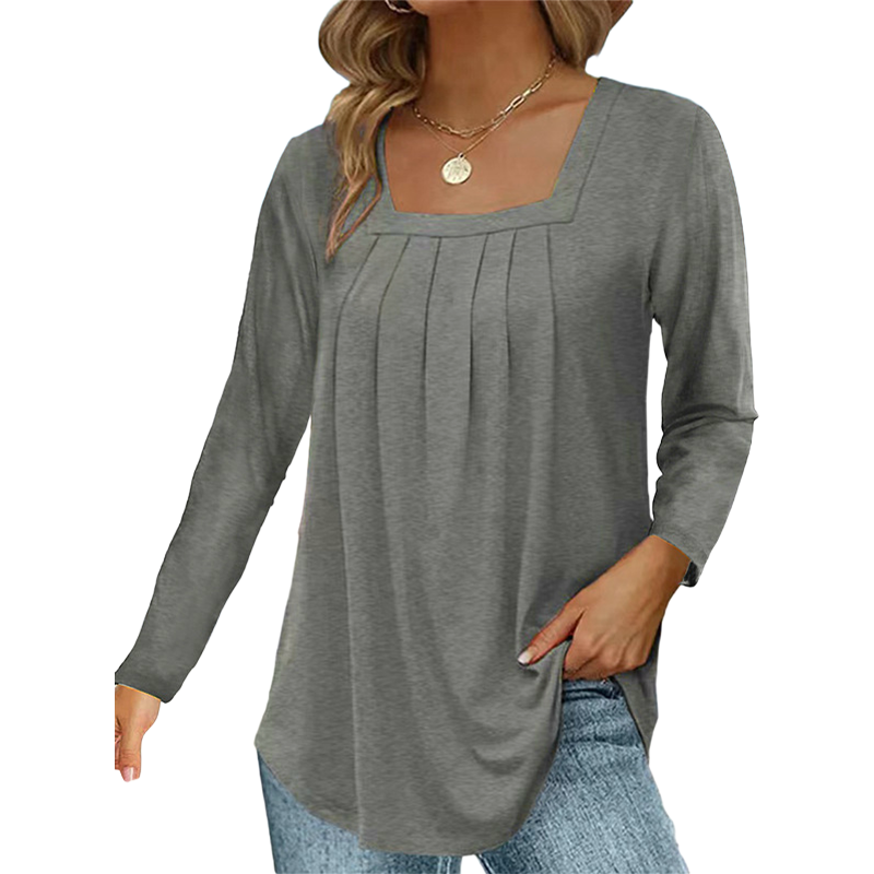 ๐ฟ Cotton Elegant Pleated Square Neck Top
