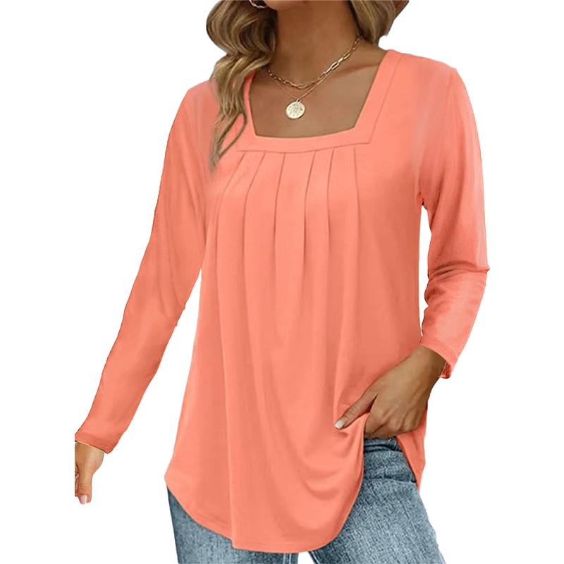 ๐ฟ Cotton Elegant Pleated Square Neck Top