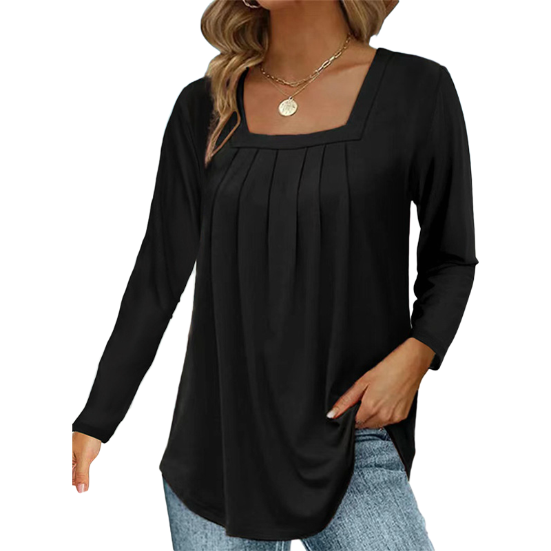 ๐ฟ Cotton Elegant Pleated Square Neck Top