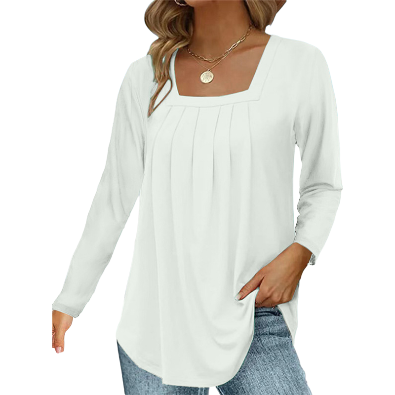 ๐ฟ Cotton Elegant Pleated Square Neck Top