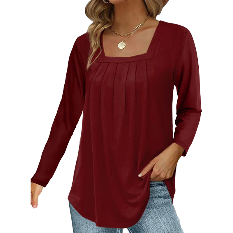 ๐ฟ Cotton Elegant Pleated Square Neck Top