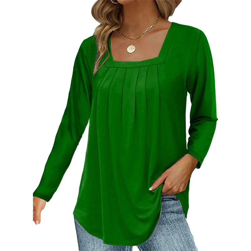 ๐ฟ Cotton Elegant Pleated Square Neck Top