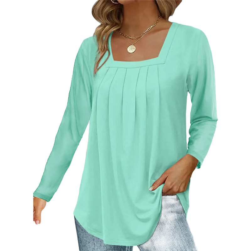 ๐ฟ Cotton Elegant Pleated Square Neck Top