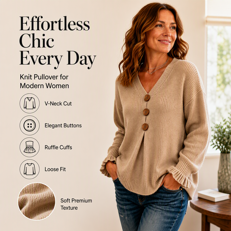 Emilie's Boutique ™ Women's V Neck Knit Sweater