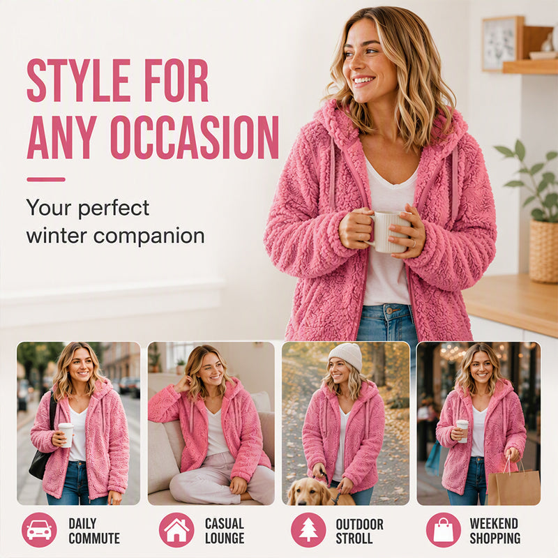 Emilie's Boutique ™ Hooded Zip-Up Fuzzy Jacket
