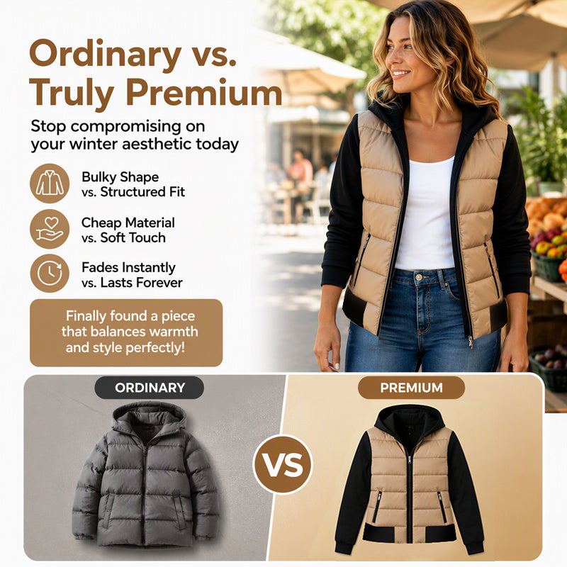 ✨ Women's hooded quilted jacket with color blocks