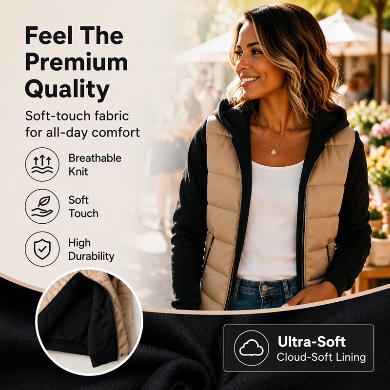 ✨ Women's hooded quilted jacket with color blocks