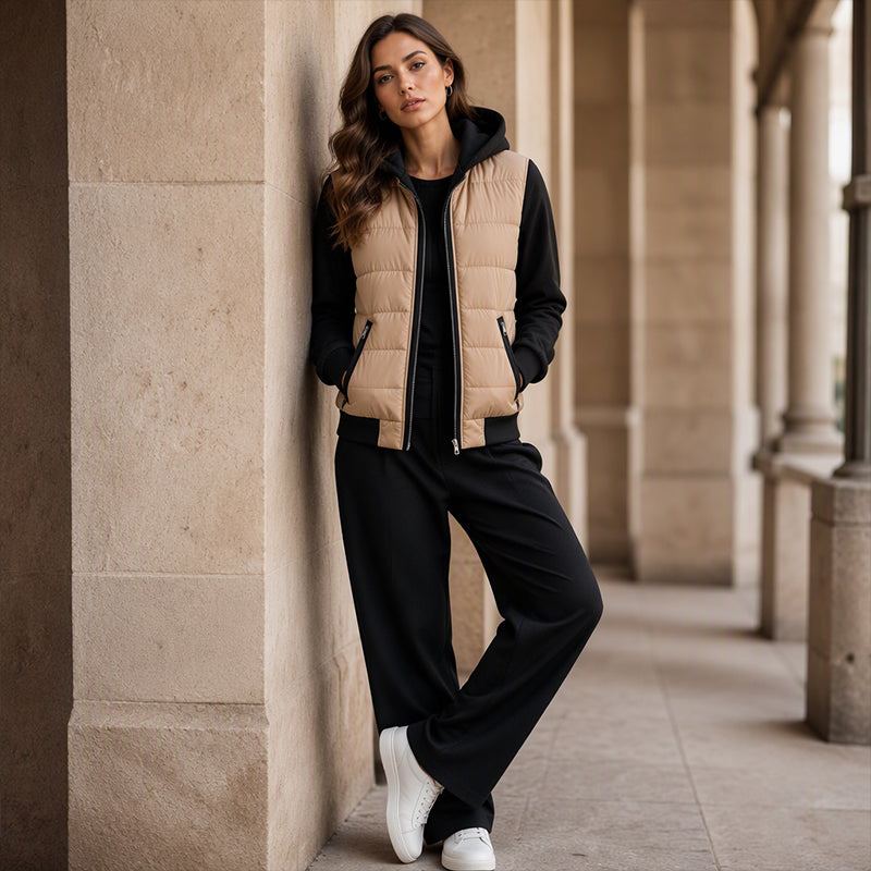 ✨ Women's hooded quilted jacket with color blocks
