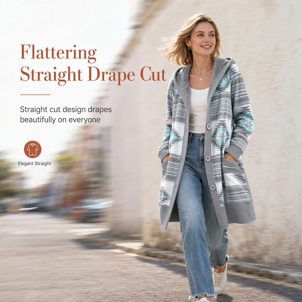 🌸Hot Sale 50% OFF💖Women's Mid-Length Hooded Knit with Cotton Lining