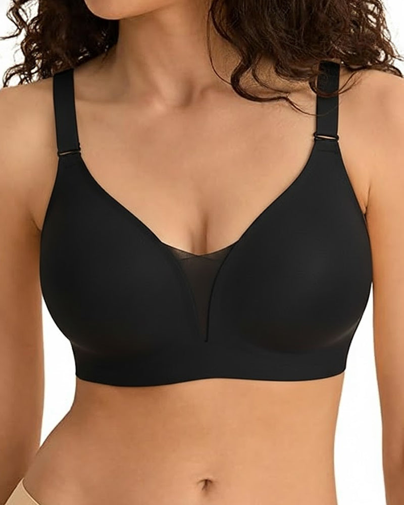 Emilie's Boutique ™ V-neck Comfortable Breathable Seamless Wire-free Push-up Mesh Bra