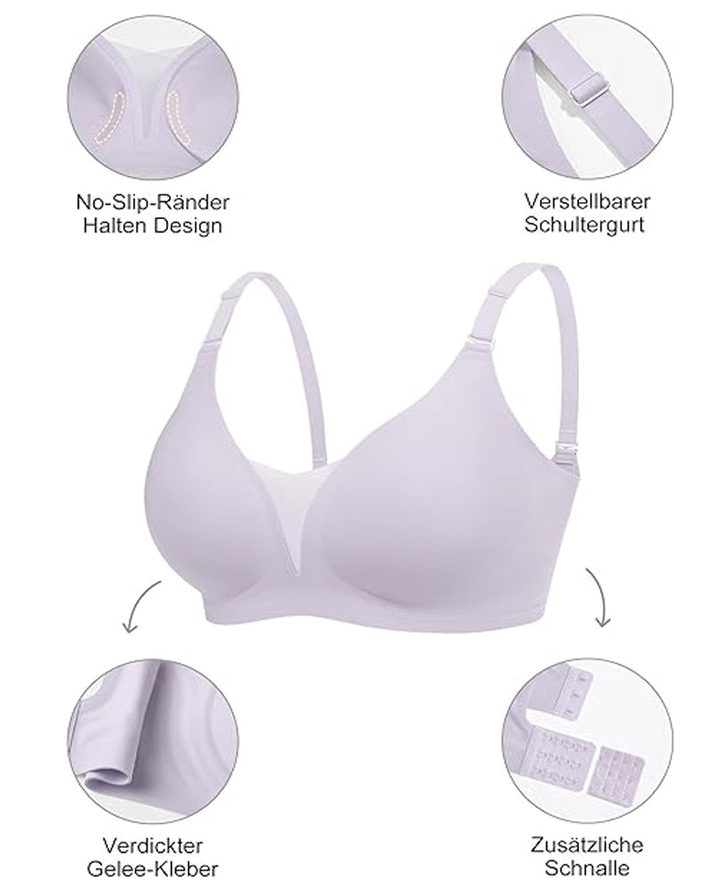Emilie's Boutique ™ V-neck Comfortable Breathable Seamless Wire-free Push-up Mesh Bra