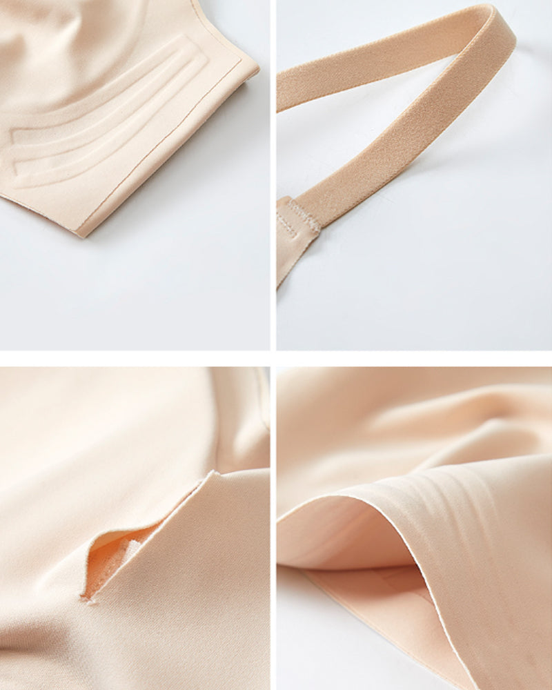 Women's V-neck Seamless Breathable Push-up Vest Bra with Two Removable Shaping Pads