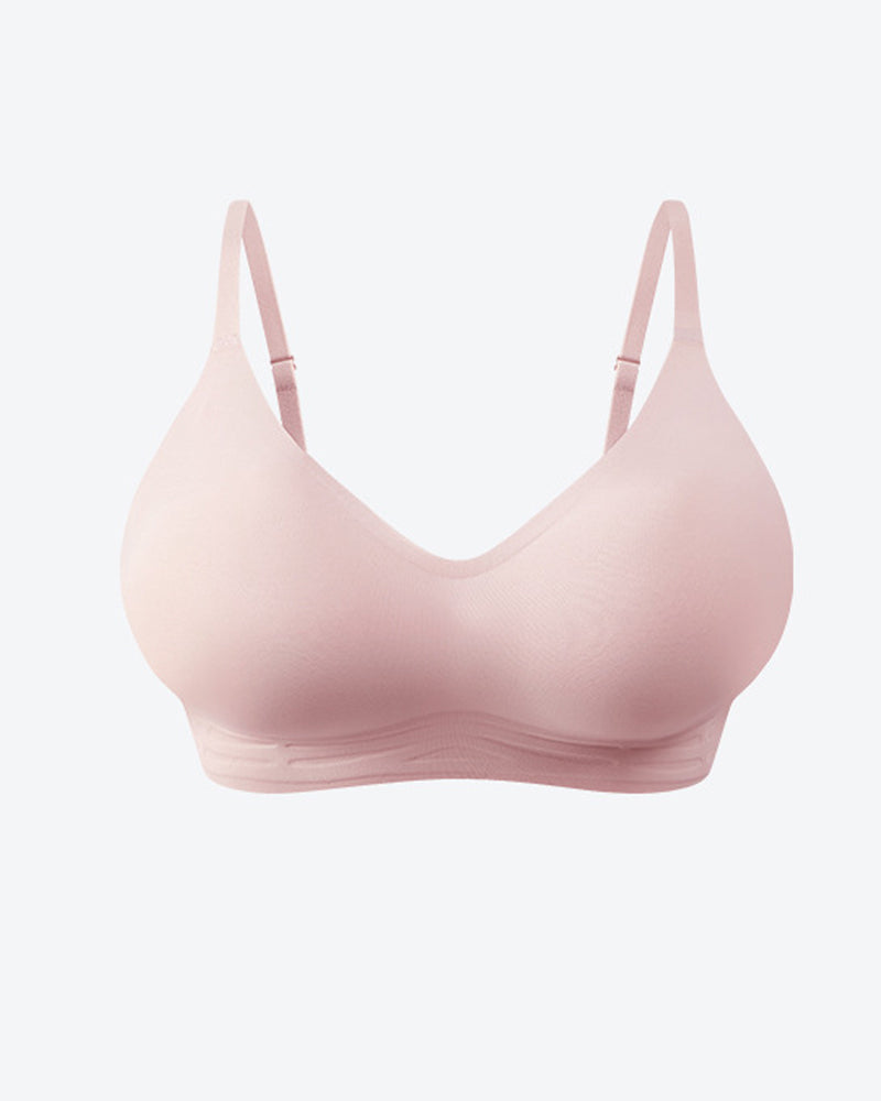 Women's V-neck Seamless Breathable Push-up Vest Bra with Two Removable Shaping Pads