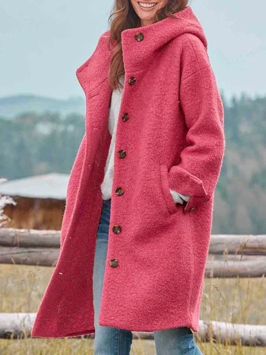 Emilie's Boutique ™ Longline Hooded Button-Front Coat