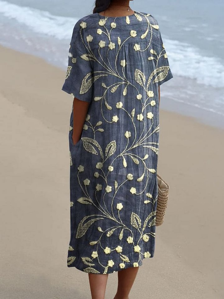 Emilie's Boutique ™ Floral Art Print Casual Flowy Dress
