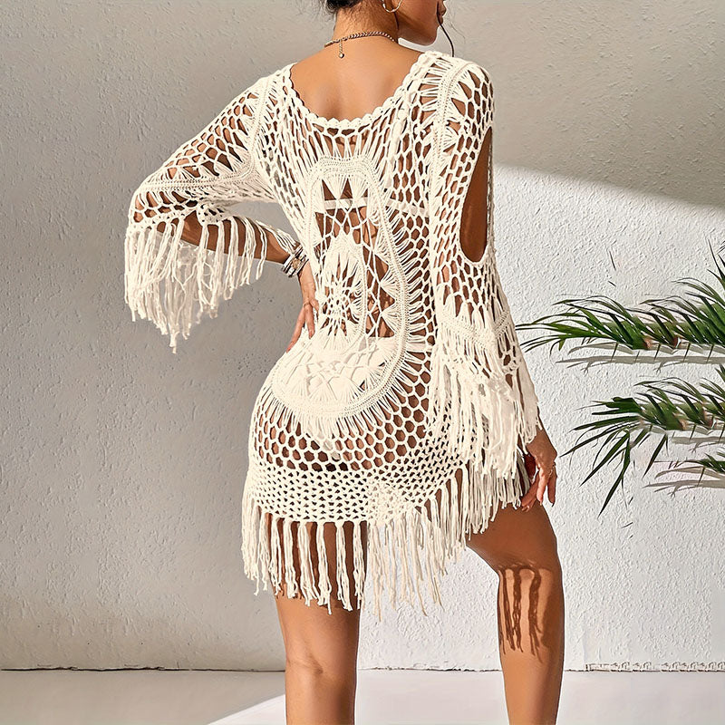 Emilie's Boutique ™  Openwork tassel beach dress cover-up