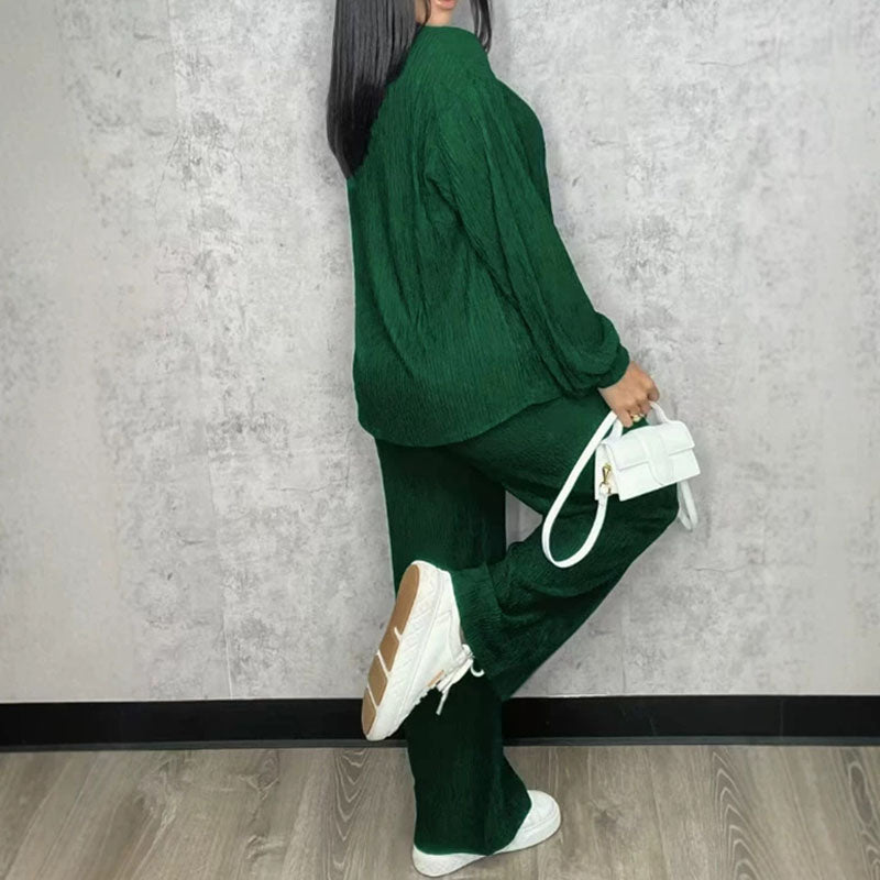 Emilie's Boutique ™ Tube top, and wide-leg trousers.