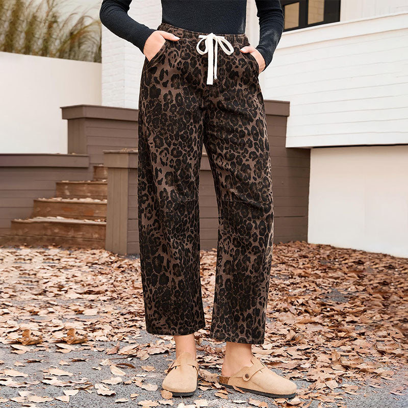 Emilie's Boutique ™  Casual leopard print elastic straight leg pants