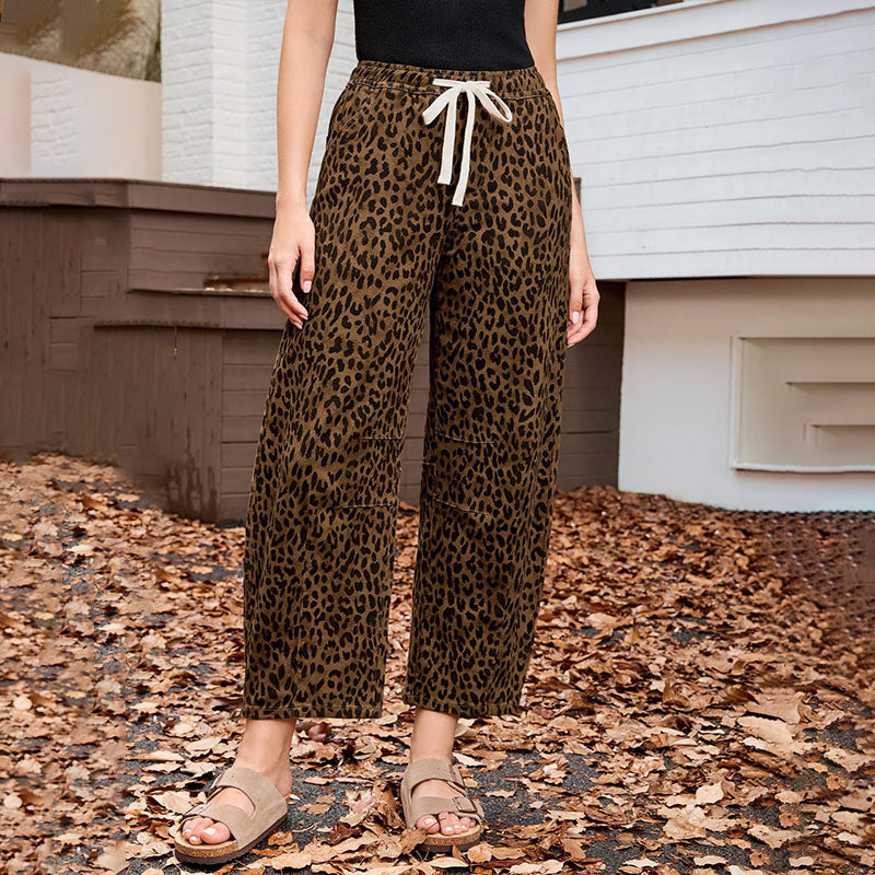 Emilie's Boutique ™  Casual leopard print elastic straight leg pants